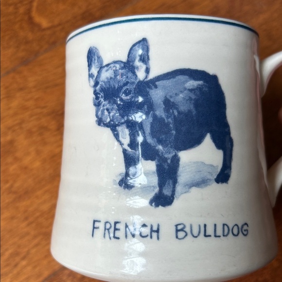 Molly Hatch Anthropologie Charming French Bulldog Ceramic Mug - Blue and Cream - Picture 2 of 13